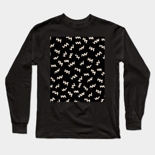 Black  Abstract Mudcloth Lines Pattern Long Sleeve T-Shirt